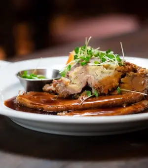 pork tenderloin with sweet sauce at weirs bar and restaurant